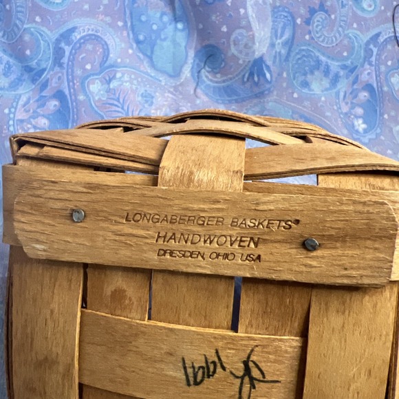 Longaberger Medium Peg Basket With Fixed Handle 1991 5.5in Wide - Picture 8 of 11